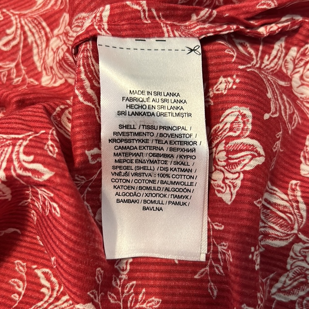 Lauren Ralph Lauren - Red Pocketed Curve Hem Floral Cuff Sleeved Button-Size M - Picture 4 of 5